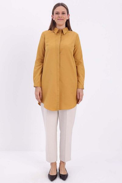 ALLDAY Dark Yellow-Hidden Placket Shirt Tunic