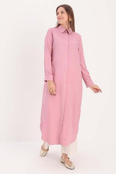 ALLDAY Light Rose-Hidden Placket Shirt Tunic