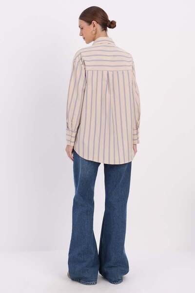 ALLDAY Mink-Navy-Streifes Mixed Garnish Shirt Tunic