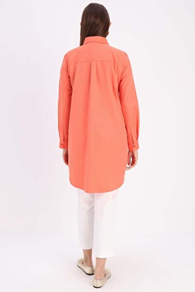 ALLDAY Turuncu-Gizli Patlı Gömlek Tunik