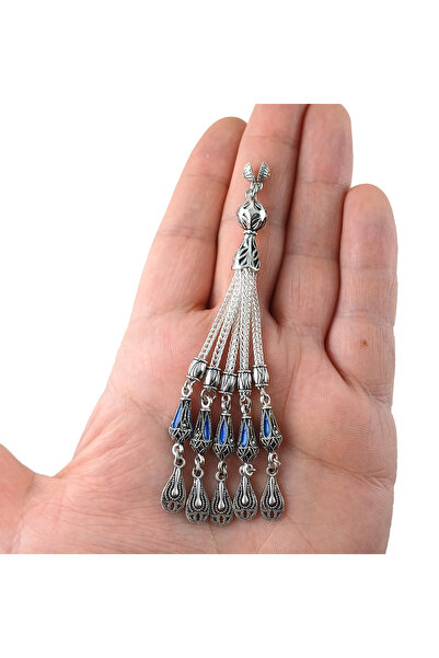 Selderesi 1 Adet Özel Tasarım Lacivert Mineli 5 Dallı Mikron Kaplama Tesbih P...