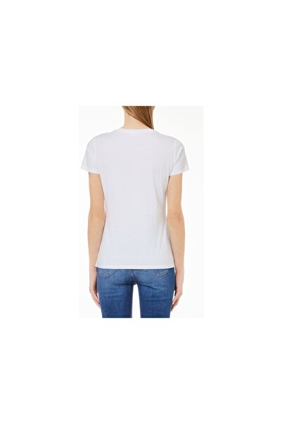 Liu Jo Tricou cu mânecă scurtă cu gât rotund cu detaliu în piatră pentru femei - N9984 WF4106J5904