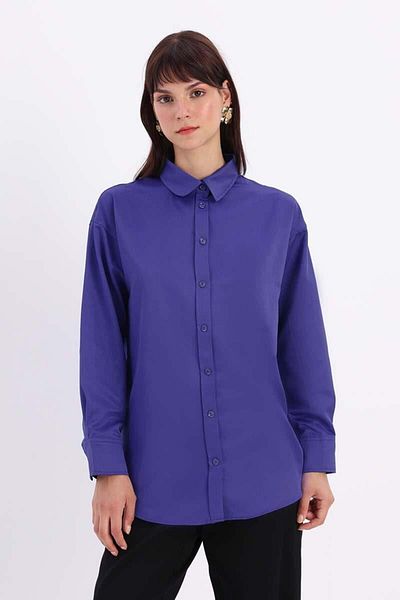 ALLDAY Purple-Front and Back Button Shirt Tunic