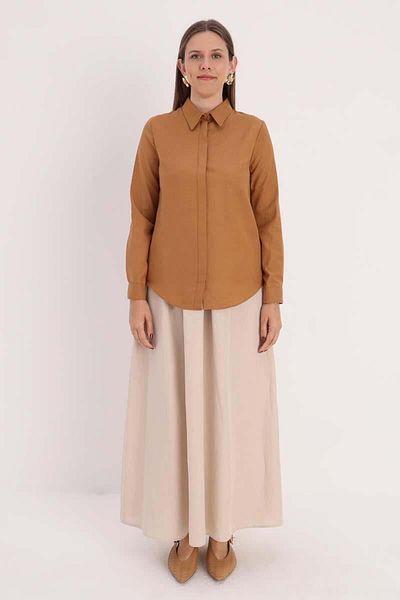 ALLDAY Mustard-Basic Hidden Placket Shirt