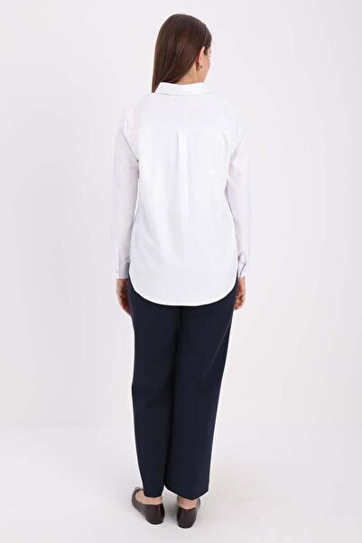 ALLDAY White-Cotton Hidden Placket Shirt