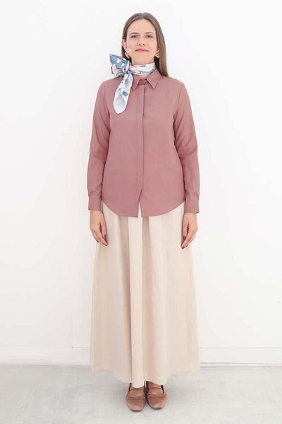ALLDAY Dusty Rose-Basic Hidden Placket Shirt
