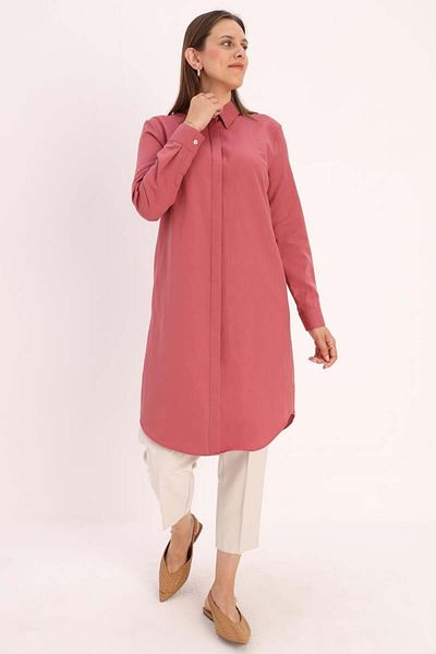 ALLDAY Rose-Hidden Placket Shirt Tunic