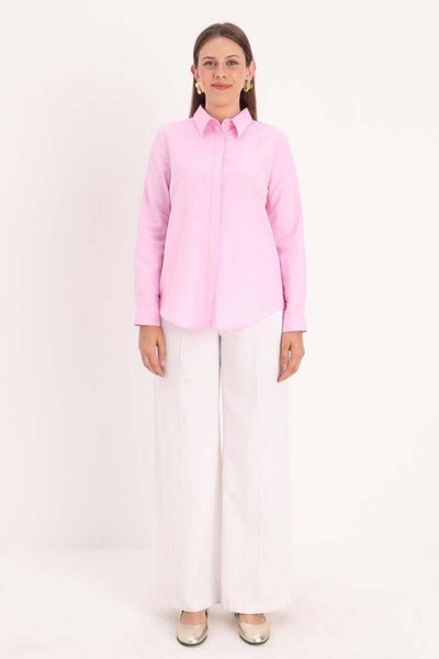 ALLDAY Light Pink-Basic Hidden Placket Shirt