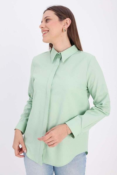 ALLDAY Water Green-Cotton Hidden Placket Shirt