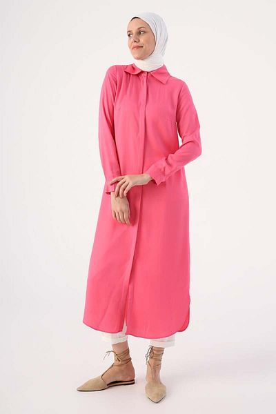 ALLDAY Dark Pink01-Secret Placket Shirt Tunic