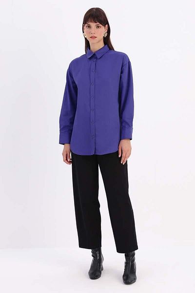 ALLDAY Purple-Front and Back Button Shirt Tunic
