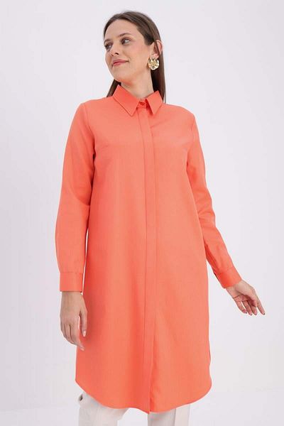 ALLDAY Orange-Covered Placket Shirt Tunic