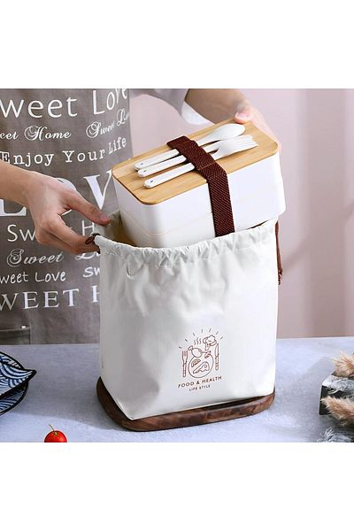COOYA Bento Box, 2 Layer, with Spoon and Fork, Leakproof, BPA Free, Microwave/Dishwasher/Freezer Safe