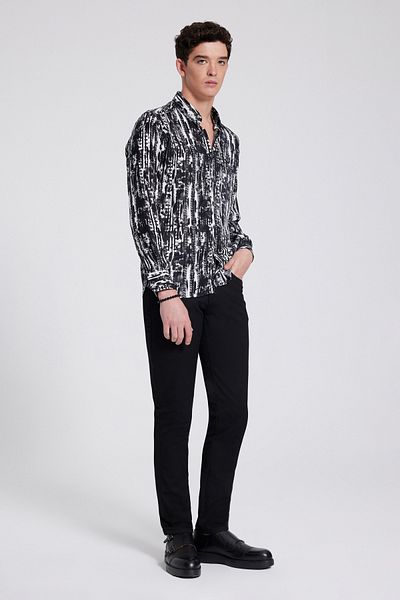 Twn Παντελόνι από ύφασμα Super Slim Fit Black Gabardine