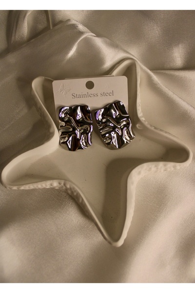 Dropaksesuar Parlak Şık Sallantılı Kare Paslanmaz Çelik Küpe