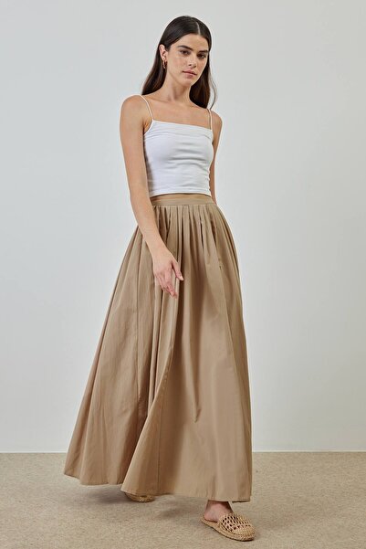 Hooopstore Mink Poplin Skirt - A-line Pleated