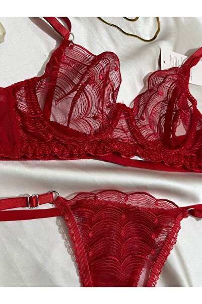 Butik KIRMIZI BRALET SÜTYEN TAKIM