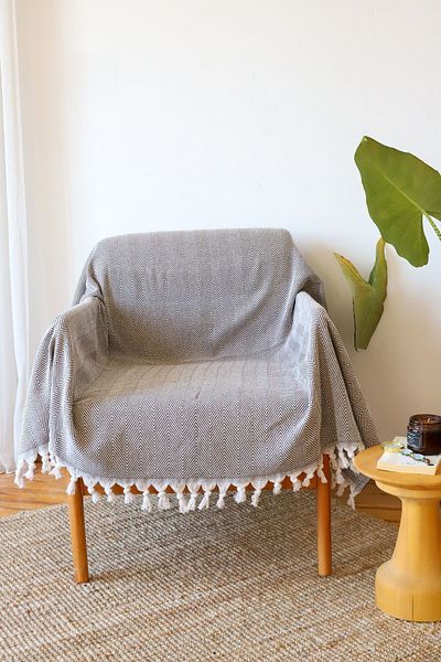 Koza Mix towel Dark Grey Cotton Single Sofa - 150X170Cm Armchair Cover and Shawl (Anthracite)
