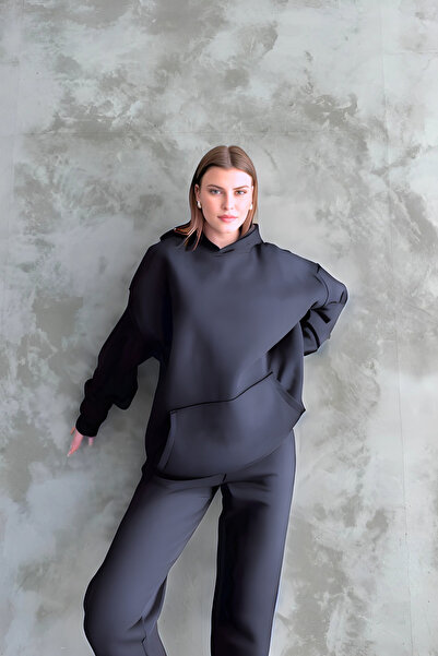 BayBayan Ανδρικό Basic Oversize Σετ φόρμας με 3 κλωστές