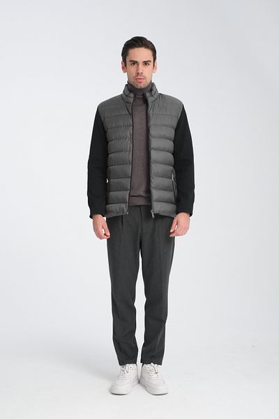 Frappoli Ανδρικό πουπουλένιο παλτό με πλεκτό ριμπ Standard Fit
