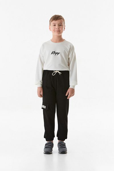 Fulla Moda Λεπτομερές Jogger Boy Sweatpants με ελαστική τσέπη στη μέση