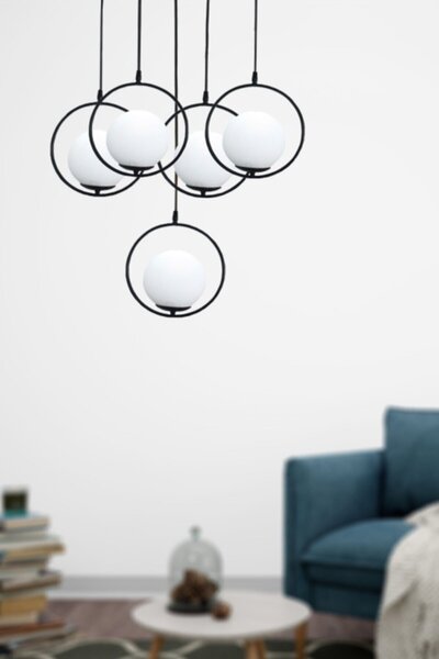 Taşcan Aydınlatma Lito 5 Li Siyah Tepsili Özel Tasarım Lüx Sarkıt Avize