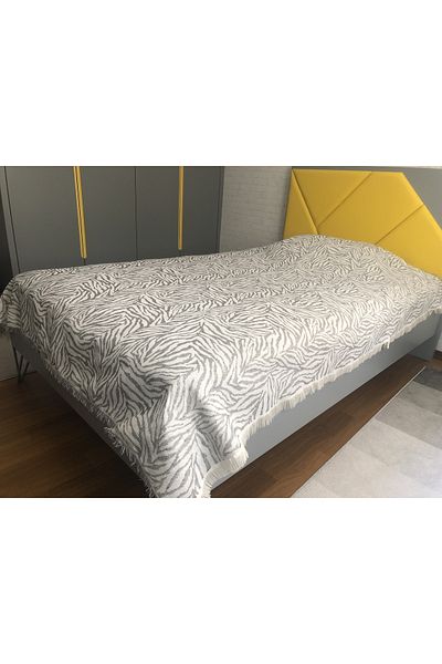 Koza Mix towel Anthracite Zebra Patterned Single Multi-Purpose Pique - Bedspread 160X210 cm