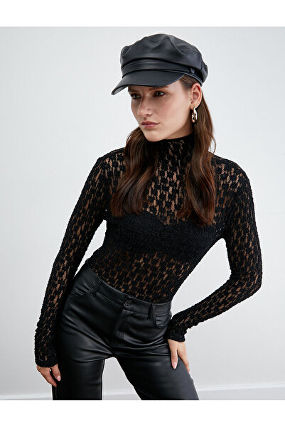 Koton Dik Yaka Transparan Bluz