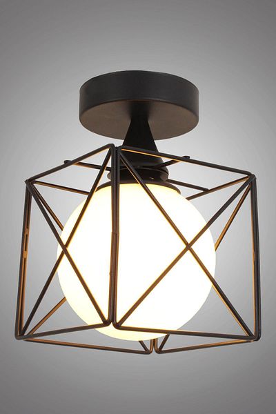 Taşcan Aydınlatma Joy Single Black and White Glass Ceiling Light for Children's Room Living Room Kitchen Chandelier
