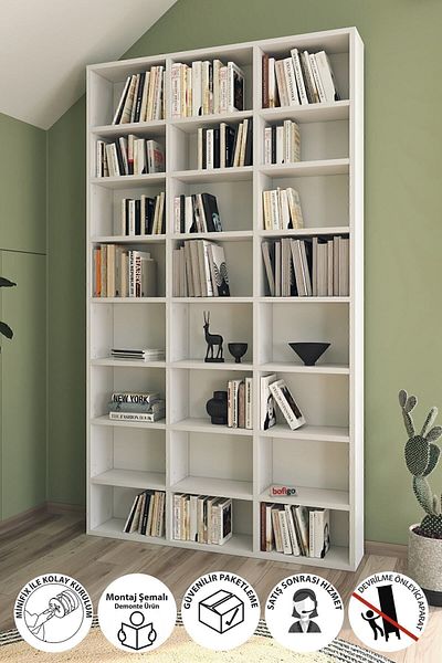 Bofigo Multi-layer Bookcase Movable Shelf Decorative Bookcase Large White Bookcase