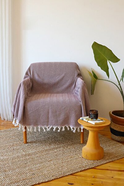 Koza Mix towel أريكة مفردة من القطن باللون العنابي |   غطاء كرسي بذراعين، شال...