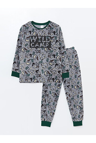 LC Waikiki Lcwk Bisiklet Yaka Kadife Erkek Çocuk Pijama Takımı