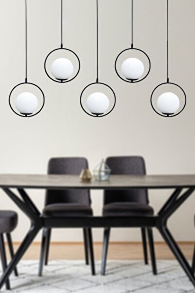 Taşcan Aydınlatma Lito 5 Li Siyah Kutulu Özel Tasarım Lüx Sarkıt Avize