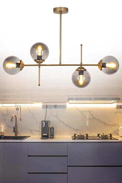 Taşcan Aydınlatma Darvin 4 Lü Eskitme Avize Füme Camlı Yatak Odası Mutfak Sal...