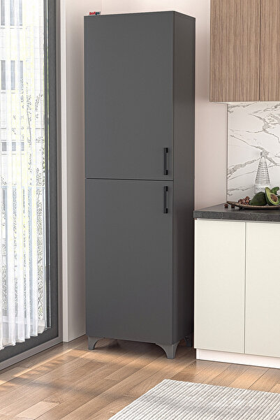 Bofigo Çok Amaçlı Dolap Tuna Erzak Dolabı Banyo Dolabı Kiler Dolabı Mutfak Dolabı Antrasit