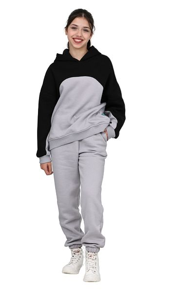 ERDEM KIDS Girls' Garnied Oversize 3 Thread Raised Cotton Tracksuit with Elastic Legs