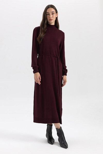 DeFacto Rochie de tricot maxi cu maneci lungi - jumatate de guler roscat A9807ax23wn