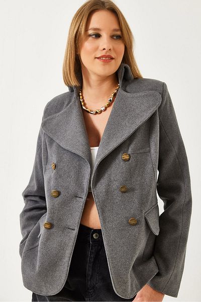 Bianco Lucci Women's Buttoned Lined Stamp Jacket Mbms054 60501054