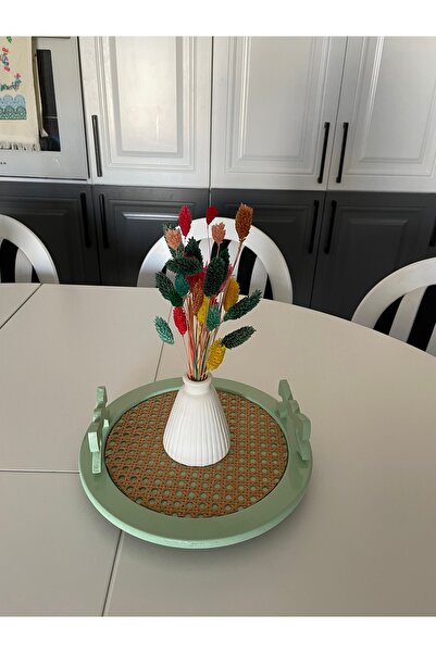 BOHEM Hazeran Dekoratif Tepsi & Tepsi 25cm Mint