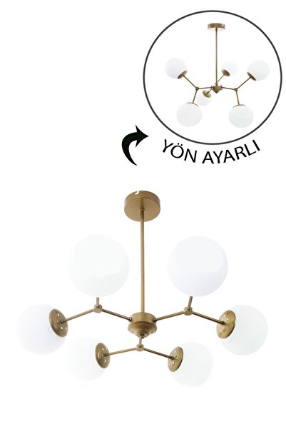 Taşcan Aydınlatma Sweet 6 Lı Eskitme Plafonyer Avize-beyaz Camlı