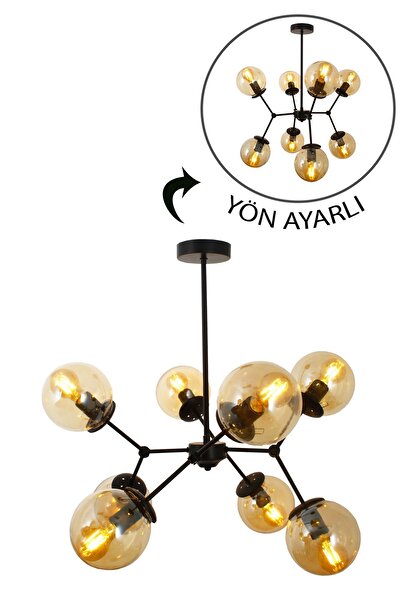 Taşcan Aydınlatma Sweet 8 Li Siyah Plafonyer Avize-bal Camlı