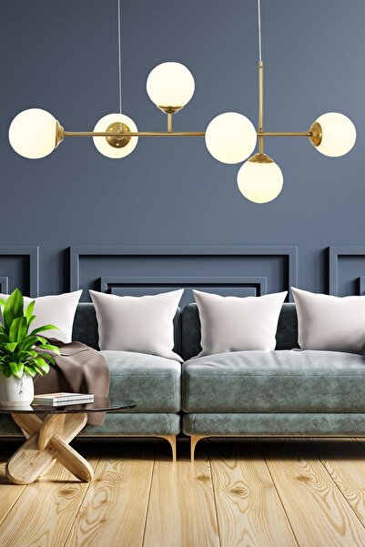 Taşcan Aydınlatma Harmoni 6 Lı Eskitme Sarkıt Avize Beyaz Camlı