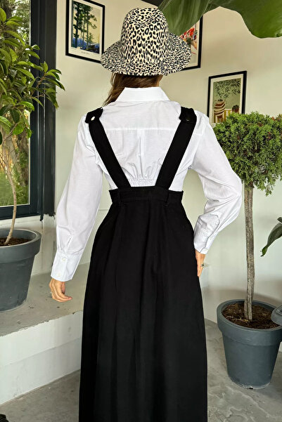 GÜLSELİ Μαύρο γυναικείο τζιν φόρεμα Salopet