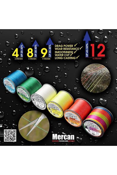 Mercan Premium Pe Braid - Green X4 Fish Tape, 1000 m