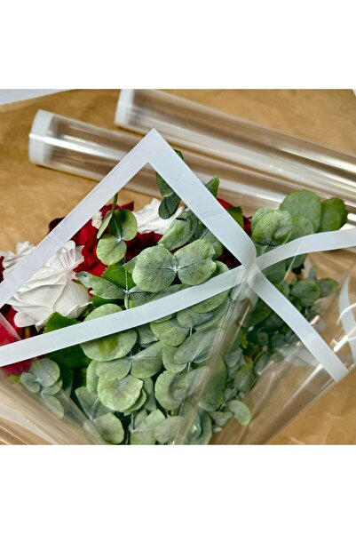 weloveis 5Sayfa-Beyaz Çerçeveli Şeffaf Çiçek Buket Kağıdı&Paketleme Mazemesi&Hediye paketi Lüks Mazeme