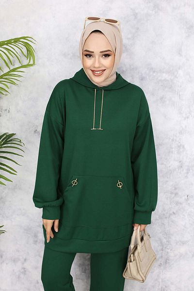 benguen Emerald Green Double Set with Gold Accessories, Model 4580
