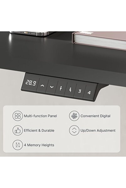 Mahmayi Flexispot Modern 120 x 60 cm Black Standing Desk with Adjustable Legs, Anti-Rust Steel Frames