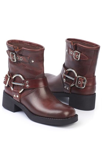 KARVENSHOES Γνήσιες δερμάτινες καφέ καουμπόικες μπότες 303000