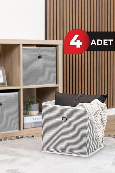 ALAS 4 Pieces-Shelf Organizer Box Set Gray 30x30x30 Cm