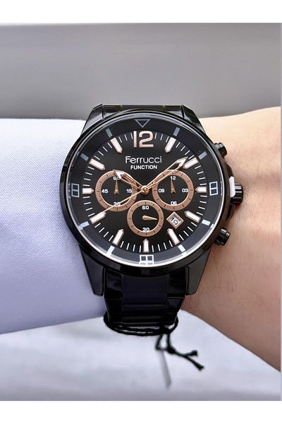 Ferrucci Men's Functions Active Steel Band Wrist Watch